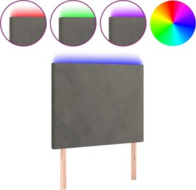 vidaXL sötétszürke bársony LED-es fejtámla 100x5x118/128 cm