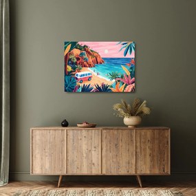 Üveg kép - Lakóautó az óceánnál (70x50 cm)