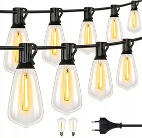 Led Fényfüzér Kerti Lámpa 15.2m 25X Kültéri Kerti Izzók