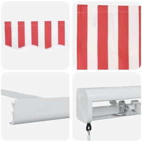 Kézi Behúzható Napellenző Piros és Fehér Csíkos 300x250 cm