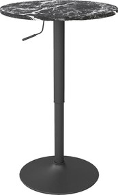 HOMCOM Bárasztal - Kerek Étkezőasztal 2 Személynek, Konyhai Asztal Márványhatású, Fekete, Ø60 x 68-93.5cm | Aosom