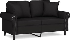 vidaXL 2 személyes fekete bársony kanapé díszpárnákkal 120 cm