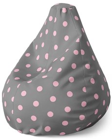 Pear babzsák rózsaszín pöttyök szürkén - gyerek, szürke / rózsaszín