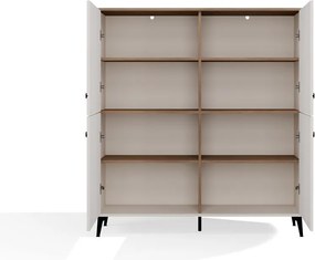 POINT 4S komód 123.5x40x135.5 cm, kasmír, fekete lábakkal, tölgy komód fedlappal