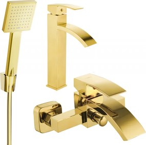 Mexen Libra R45 fürdőkád csaptelep készlet, arany - 745113R45-50