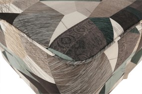 Füles fotel puffal, szövet barna-zöld minta, ASTRID