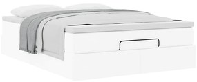 Ottomán ágykeret matraccal fehér 140x190 cm műbőrrel