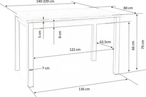 Tiago bővíthető étkezőasztal hikora tölgy 140-220 cm