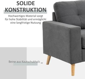 HOMCOM Sarokkanapé 3 személyes, vászonhatású, megfordítható heverő, szürke