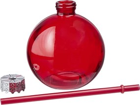 SANTA'S BUBBLE üveg pohár szívószállal, piros