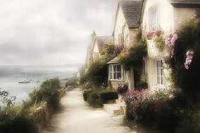 Vászonkép Canvas Tájkép Anglia Cornwall Tengerpart Házak 60x40