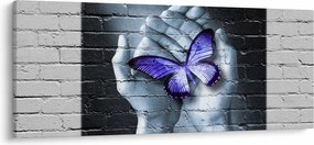 Kép - Lila pillangó a falon (120x50 cm)