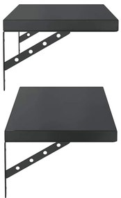 2 db fekete rozsdamentes acél fali polc 75 x 30 cm