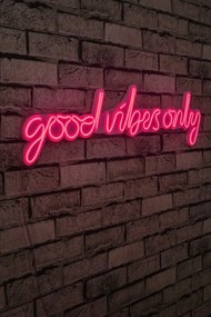 Műanyag LED-es fali dekoráció, Good Vibes Only - Pink