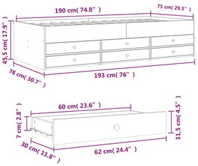 betonszürke kanapéágy fiókkal matrac nélkül 75x190 cm