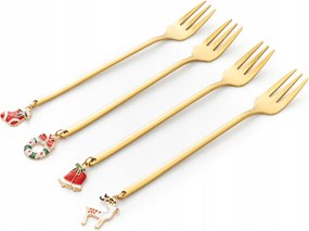 Blane desszertvilla szett 4db-os karácsonyi süteményhez arany Homla