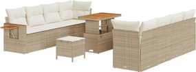 vidaXL Kerti Kanapé Szett párnával 12 pcs Beige és krém polirattan