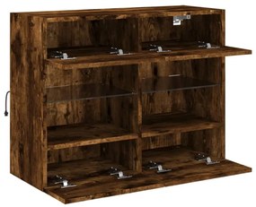 füstös tölgy színű fali TV-szekrény LED-ekkel 78,5x30x60,5 cm