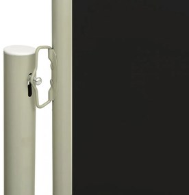 fekete behúzható oldalsó terasznapellenző 200 x 600 cm