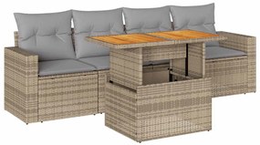 5 részes bézs polyrattan kerti ülőgarnitúra párnákkal