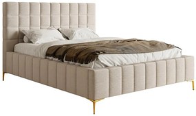 Franciaágy 140 cm Sheldona 140 (ágyráccsal) (tárolóhellyel) (bézs szürke + arany). 1099772