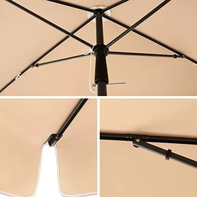 Téglalap alakú napernyő 2 × 1,25 m, UPF 50+ védelem, dönthető, talp nélkül, taupe
