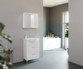 Smart 55cm-es lenyílós fiókos fürdőszobaszekrény polccal + mosdó