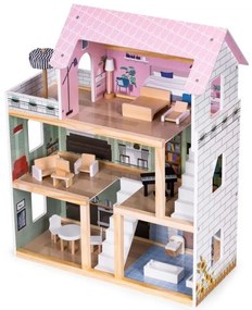 Fa babaház, 3 emelet, terasz 15 darab bútorral ECOTOYS