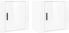 2 db magasfényű fehér fali éjjeliszekrény 50x30x47 cm