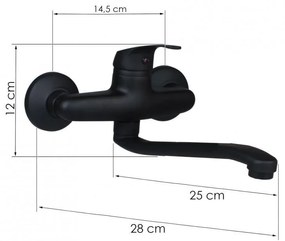 Yoka Aola fali mosogató / mosdó csaptelep - fekete