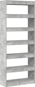 vidaXL Könyvespolc polcokkal Beton Szürke 80 x 30 x 198 cm Faanyag