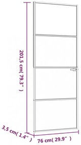 fekete edzett üveg és alumínium vékony beltéri ajtó 76x201,5 cm