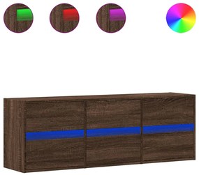 barna tölgyszínű fali TV-szekrény LED-del 130x31x45 cm