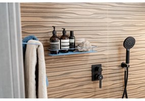 Világoskék öntapadós fém fürdőszobai polc Grena – Compactor