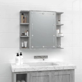 szürke sonoma tölgy színű tükrös szekrény LED-del 70x16,5x60 cm