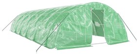 zöld acélvázas melegház 60 m² 12 x 5 x 2,3 m