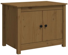 Mézbarna tömör fenyőfa dohányzóasztal 71 x 49 x 55 cm