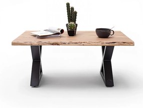 CARTAGENA dohányzó asztal akácfa 110x70cm - X alakú antracit szürke lábbal - Natúr