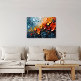 Üveg kép - Virágok absztrakt festménye III. (70x50 cm)