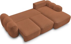 Narancssárga buklé kinyitható-tárolóhelyes sarokkanapé (jobb oldali-heverő résszel) Montaigne – Bobochic Paris