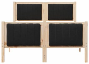 Ágykeret fejtámlával Barna és fekete 120 x 200 cm Tömör fenyőfa