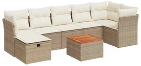 vidaXL 8 részes bézs polyrattan kerti ülőgarnitúra párnával