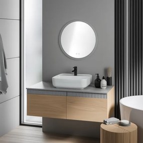 Brilagi-LED RGBW, dimmelhető, beépített páramentesítő fűtéssel rendelkező világított tükör CLARA PRO 19W/230V, átmérő 60 cm, IP44 + távirányító