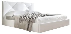 Kárpitozott ágy KARINO mérete 140x200 cm Fehér műbőr