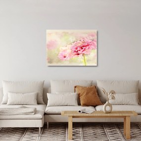 Kép - rózsaszín virág, akvarell (üvegen) (70x50 cm)