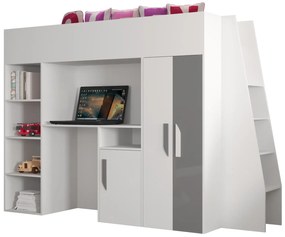 Kombinált gyerekágy 90 cm Puro 15 (matt fehér + fényes fehér + fényes szürke). 1087097