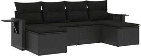vidaXL 6 részes fekete polyrattan kerti ülőgarnitúra párnákkal