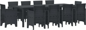 vidaXL Kert étkező szett 11 pcs Antracit Polipropilén