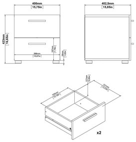 Fehér-természetes színű éjjeliszekrény tölgyfa dekorral Pepe - Tvilum