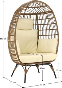 Rattan fotel, természetes/fekete/bézs, KARMEN